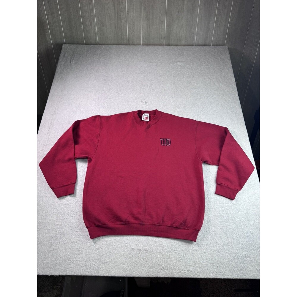 Wilson Men's XL Red Burgundy Pullover Crew Neck Sweatshirt Embroidered Logo